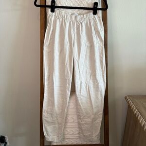 Babaton from Aritzia Beige Linen Blend Elastic Waistband Pants